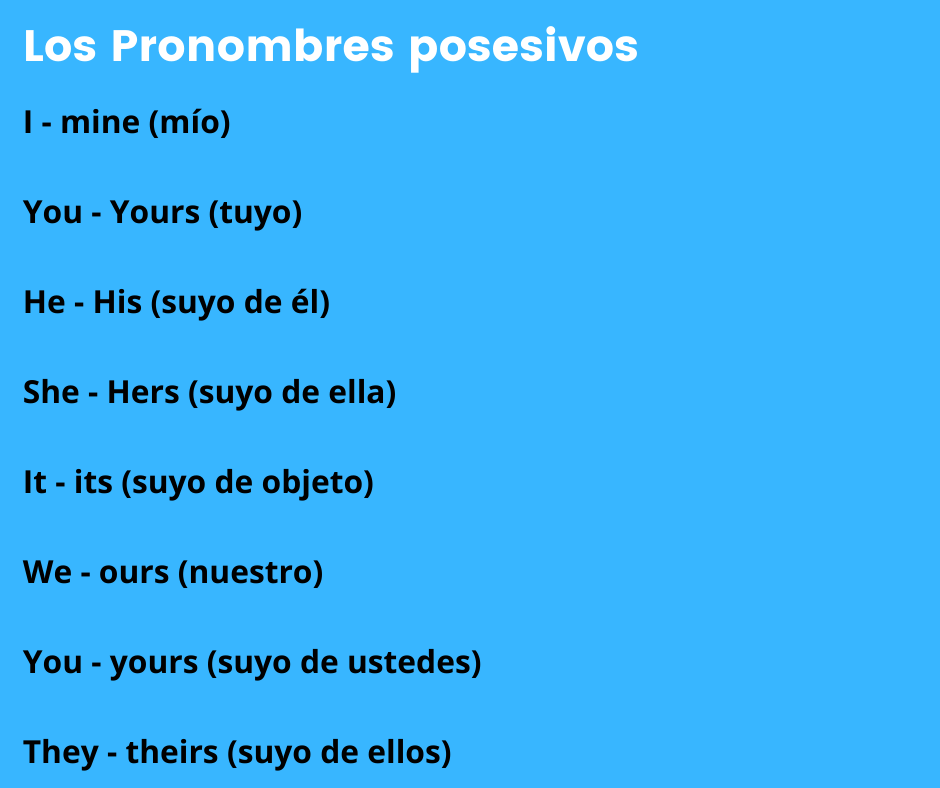 Los Pronombres Posesivos En Ingl S Gu A Completa Por Profesor
