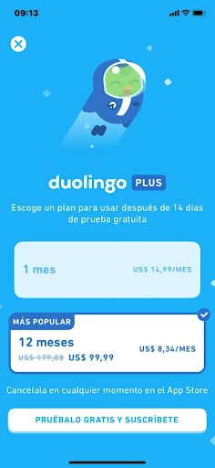 Duolingo precio