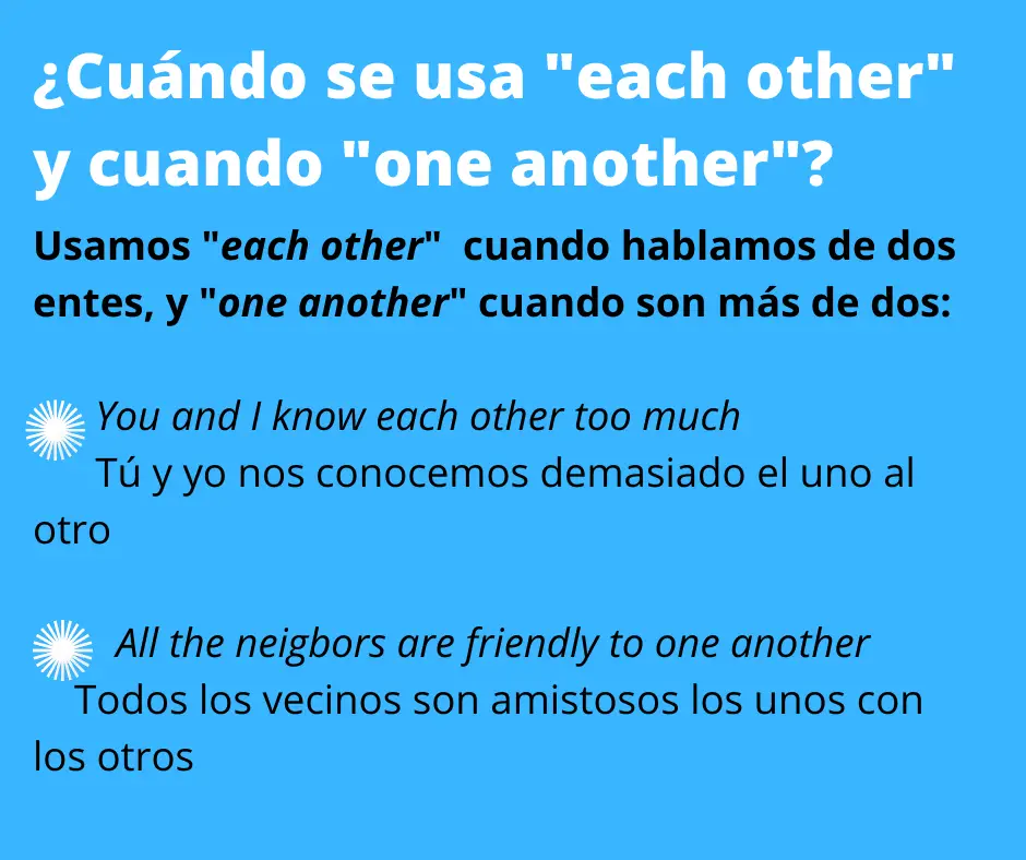 Reciprocal Pronouns en Inglés-uso each-one